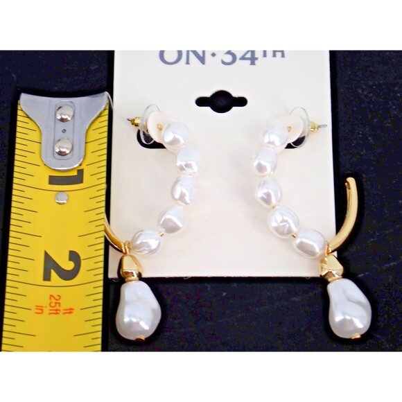 On 34th Faux Baroque Pearl Gold Tone Earrings & Style & Co Matching Necklace Set - Picture 8 of 11